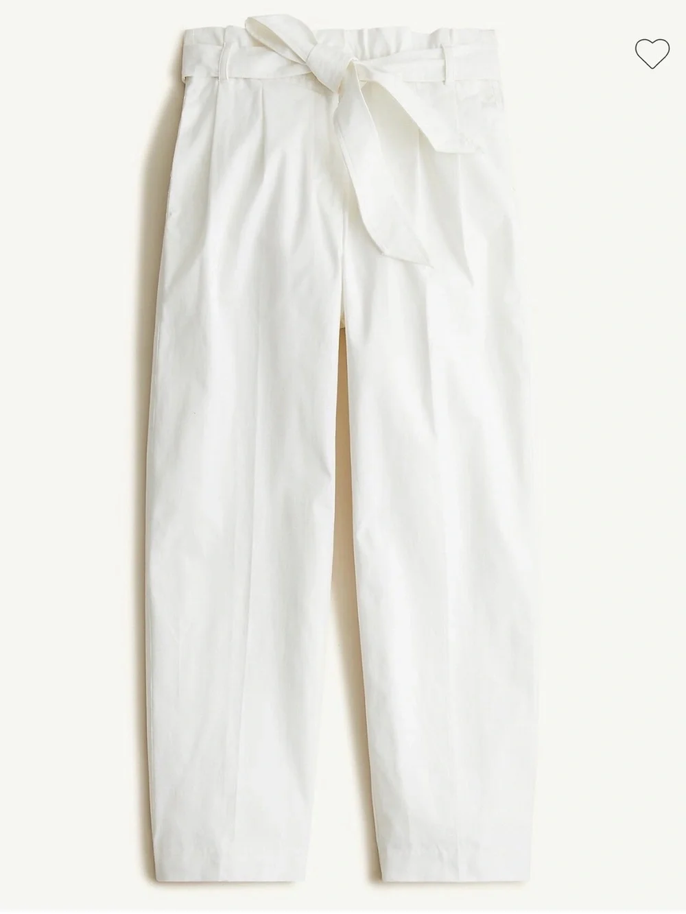 NWT J. Crew High-Rise White Paperbag Tie-Waist Pants